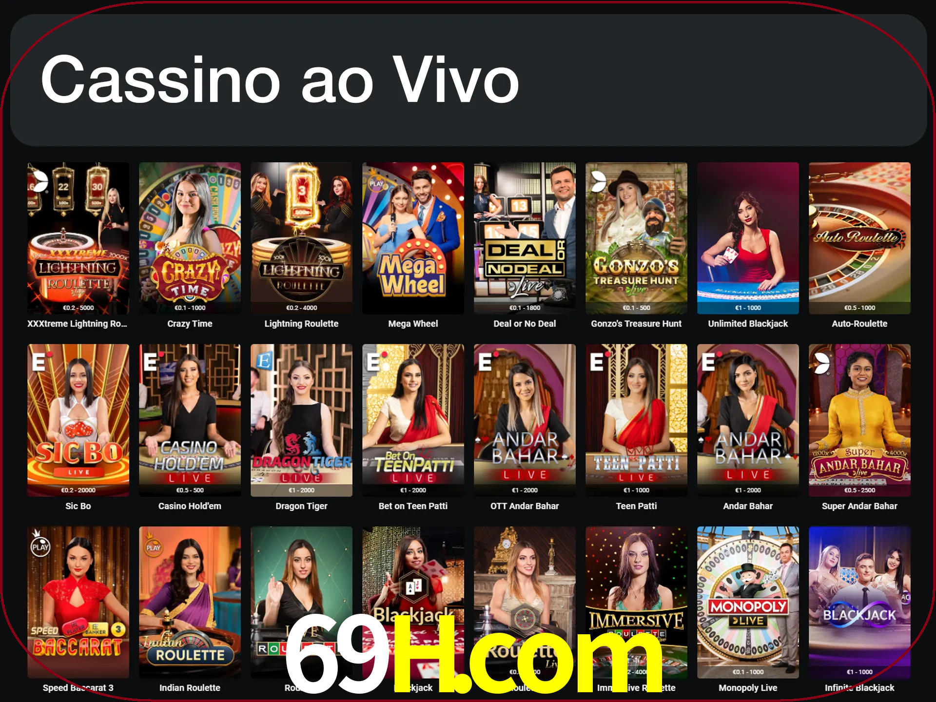 Jogue jogos de cassino com um verdadeiro dealer.
