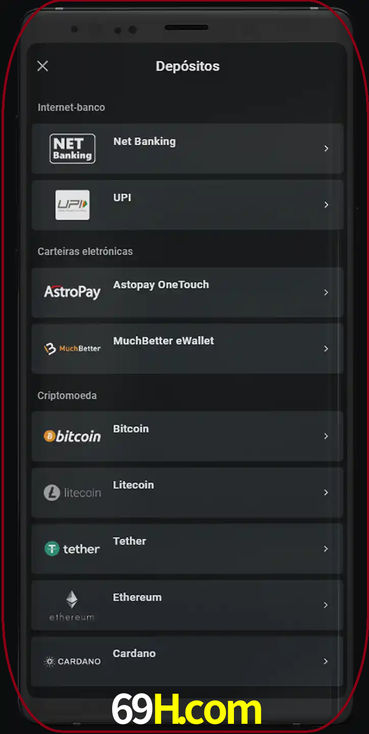 Você pode usar métodos alternativos de depósito.