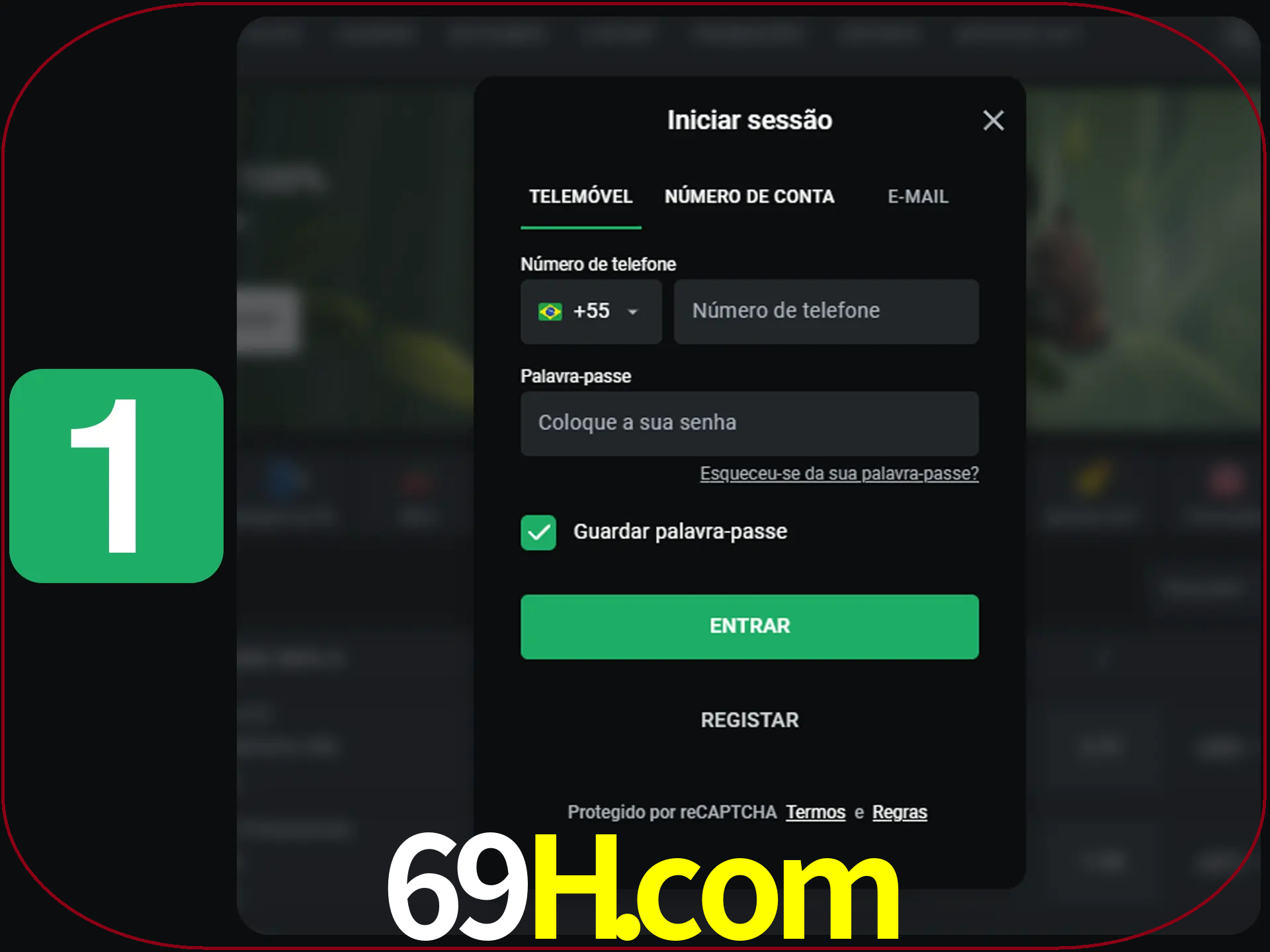 Clique no botão Entrar.